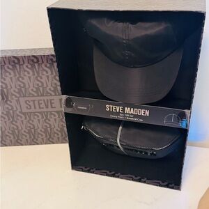 Steve Madden Black Hat and Waist Bag Set NWT